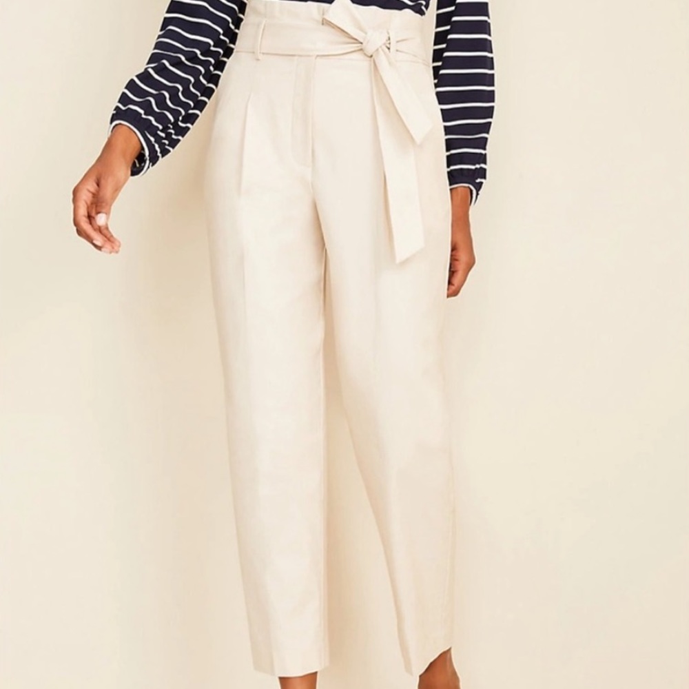 (Brand new) paperbag crop pants (bone)